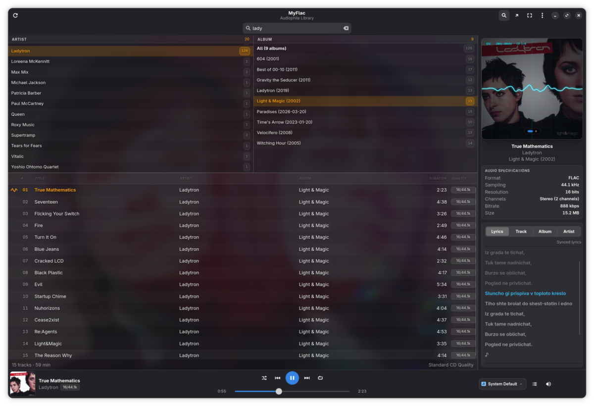 MyFlac: mi reproductor audiófilo y bit-perfect nativo para Linux
